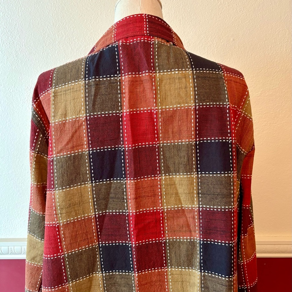Serengeti Button Down 100% Cotton Patchwork Plaid… - image 6